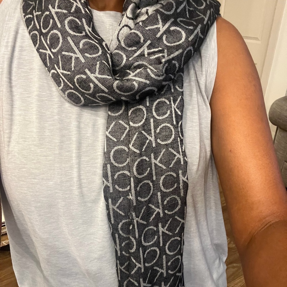 Calvin Klein Monogram Black and Gray Scarf